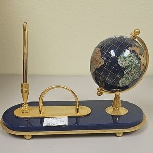 Lapis Lazuli Globe Pen Holder Set